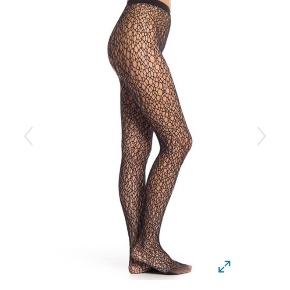 Wolford Tights M Black Asymmetric Pattern Seamless Panty Designer Pantyhose - Picture 7 of 8